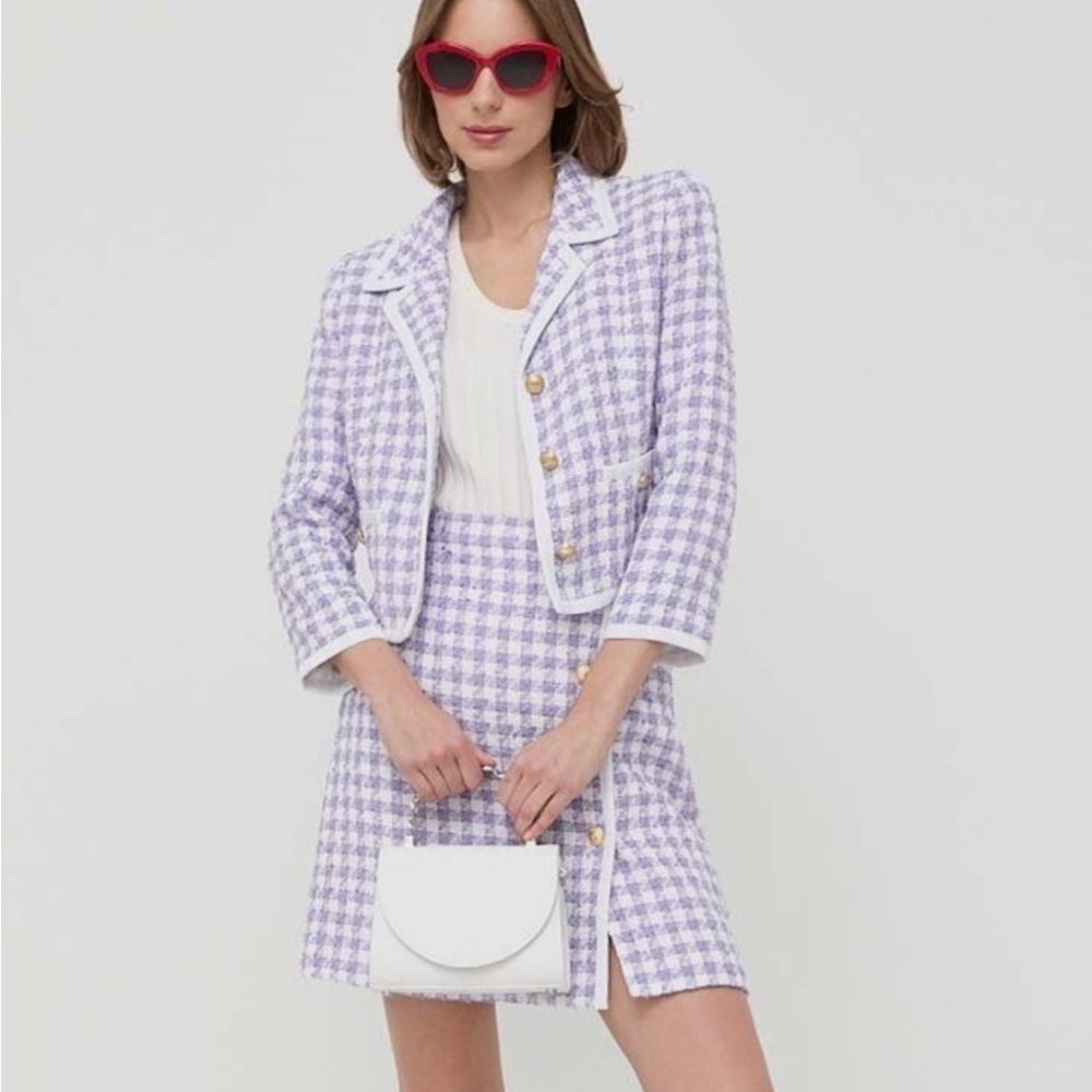 NEW Luisa Spagnoli Lavender Tweed Set Jacket and Skirt Set